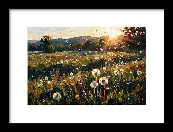 Spring Meadow With Dandelion Clocks