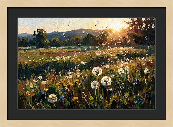 Spring Meadow With Dandelion Clocks