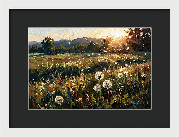 Spring Meadow With Dandelion Clocks