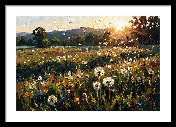 Spring Meadow With Dandelion Clocks