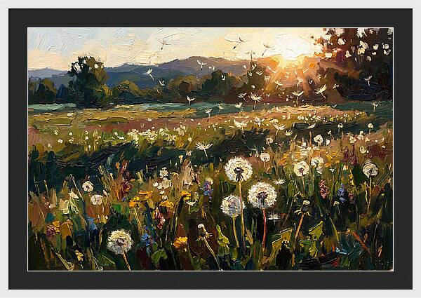 Spring Meadow With Dandelion Clocks