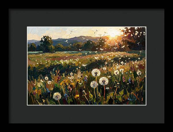 Spring Meadow With Dandelion Clocks