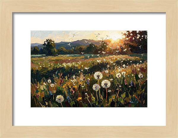 Spring Meadow With Dandelion Clocks