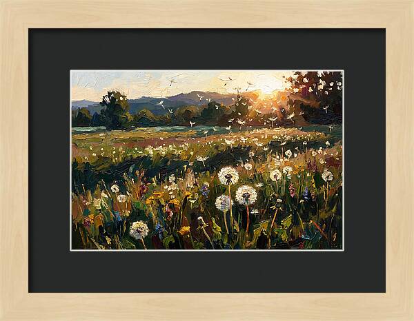 Spring Meadow With Dandelion Clocks