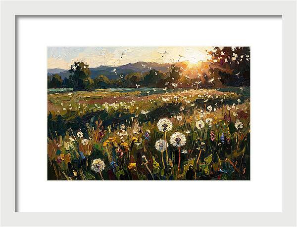 Spring Meadow With Dandelion Clocks