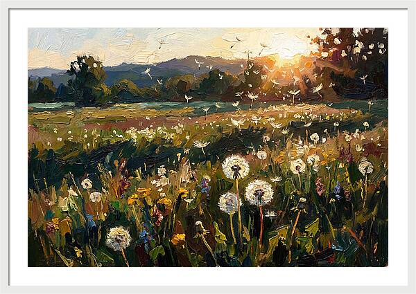 Spring Meadow With Dandelion Clocks