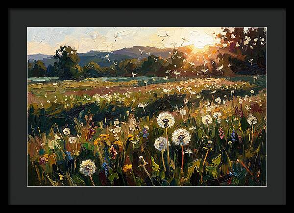 Spring Meadow With Dandelion Clocks