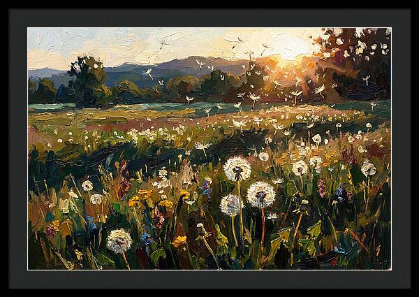 Spring Meadow With Dandelion Clocks