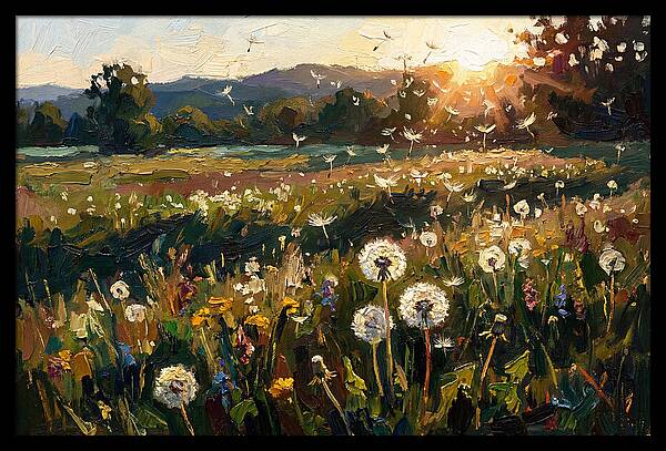 Spring Meadow With Dandelion Clocks
