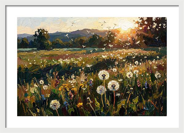 Spring Meadow With Dandelion Clocks