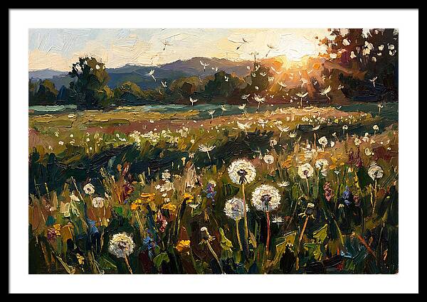 Spring Meadow With Dandelion Clocks