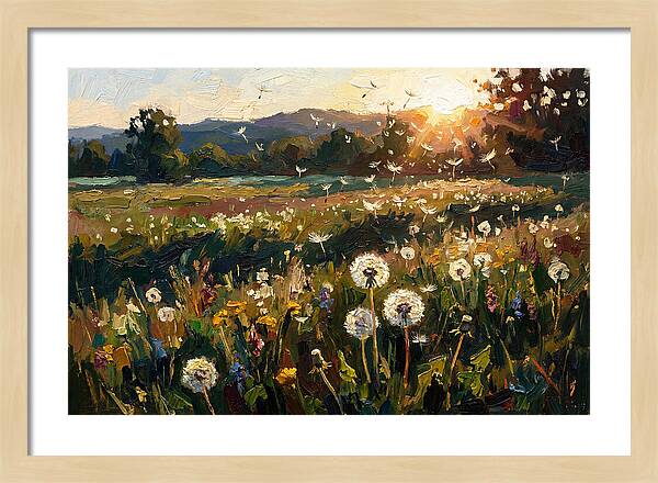 Spring Meadow With Dandelion Clocks