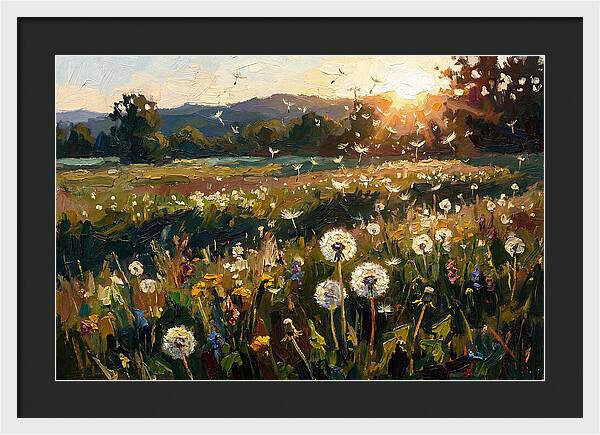 Spring Meadow With Dandelion Clocks
