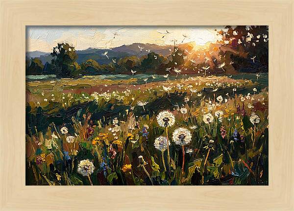 Spring Meadow With Dandelion Clocks