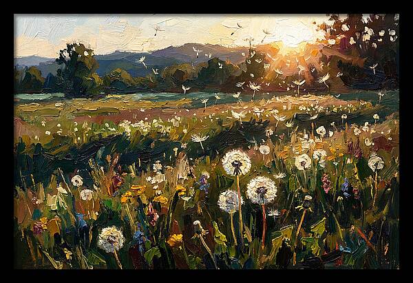 Spring Meadow With Dandelion Clocks