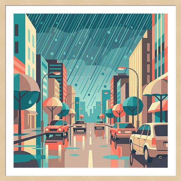 Spring Rain Cityscape