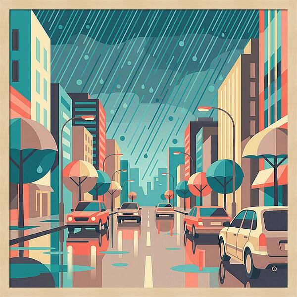 Spring Rain Cityscape
