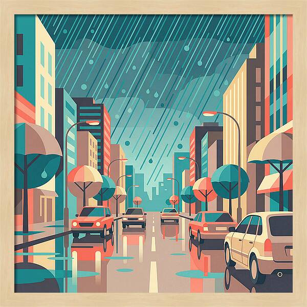Spring Rain Cityscape