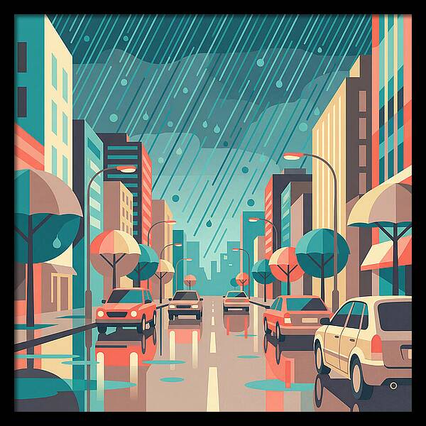 Spring Rain Cityscape