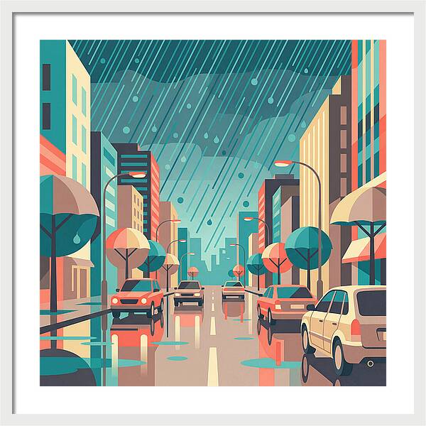 Spring Rain Cityscape