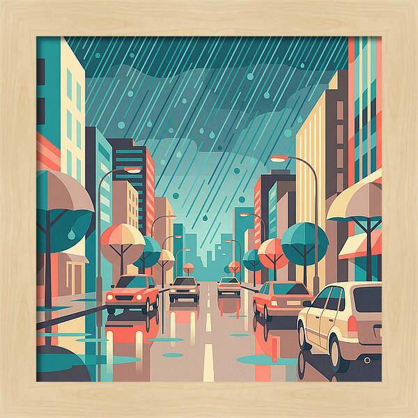 Spring Rain Cityscape