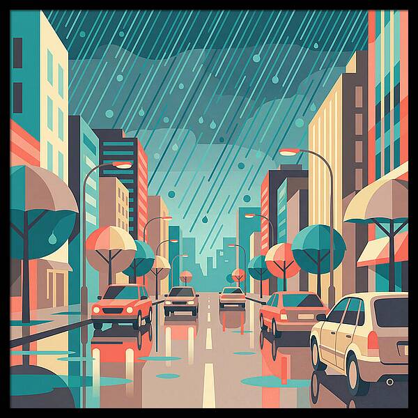 Spring Rain Cityscape