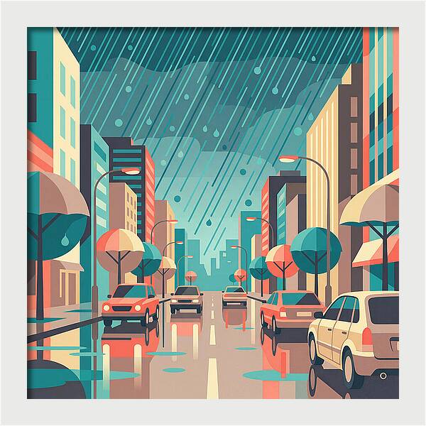 Spring Rain Cityscape