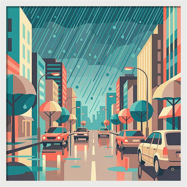Spring Rain Cityscape