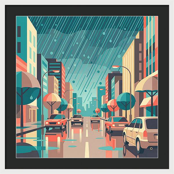 Spring Rain Cityscape