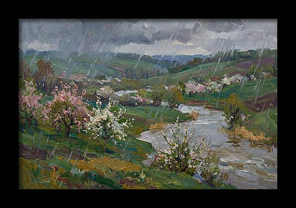 Spring Rain Over Blossoming Fields