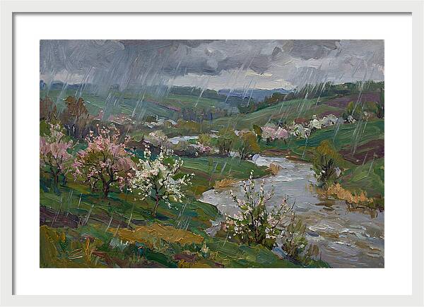 Spring Rain Over Blossoming Fields