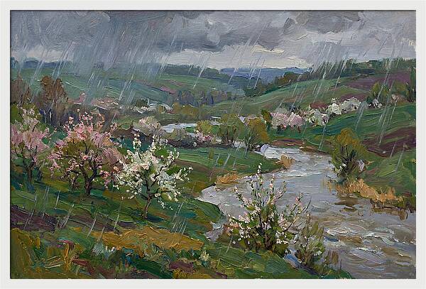 Spring Rain Over Blossoming Fields