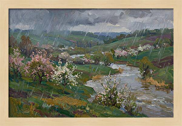 Spring Rain Over Blossoming Fields