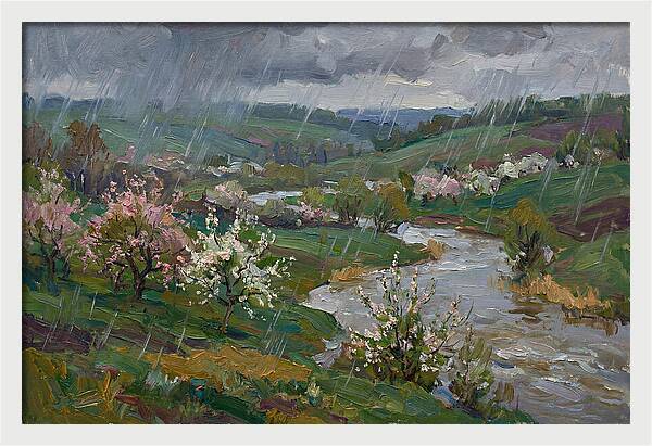 Spring Rain Over Blossoming Fields