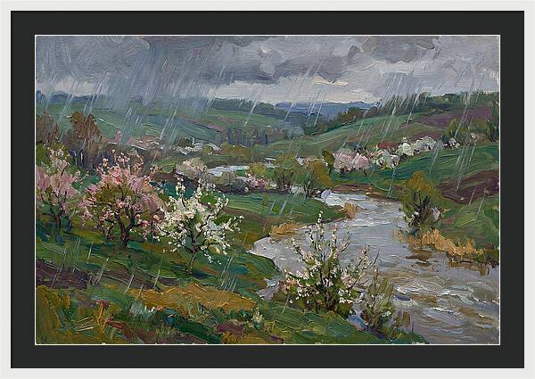Spring Rain Over Blossoming Fields