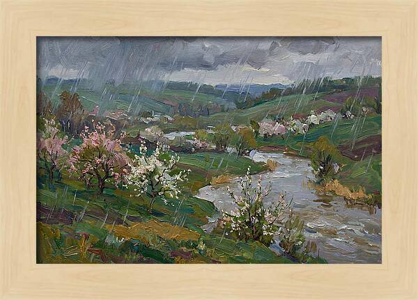 Spring Rain Over Blossoming Fields