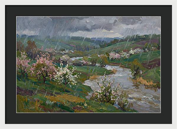 Spring Rain Over Blossoming Fields