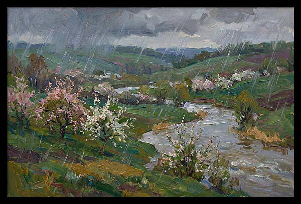 Spring Rain Over Blossoming Fields