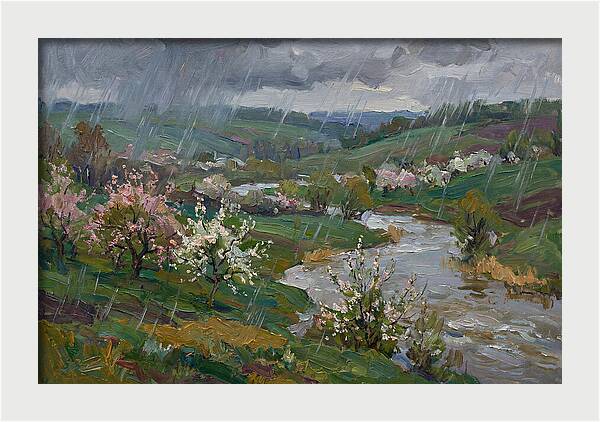 Spring Rain Over Blossoming Fields