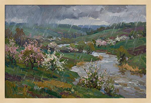 Spring Rain Over Blossoming Fields
