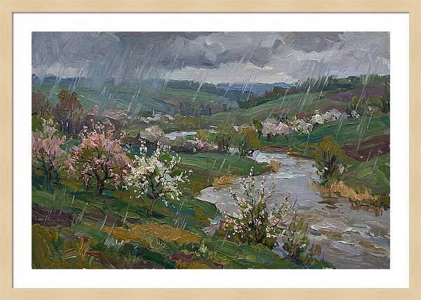 Spring Rain Over Blossoming Fields
