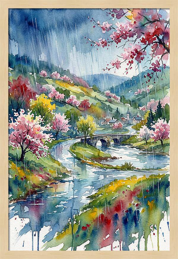 Spring Rain Over Blossoming Valley