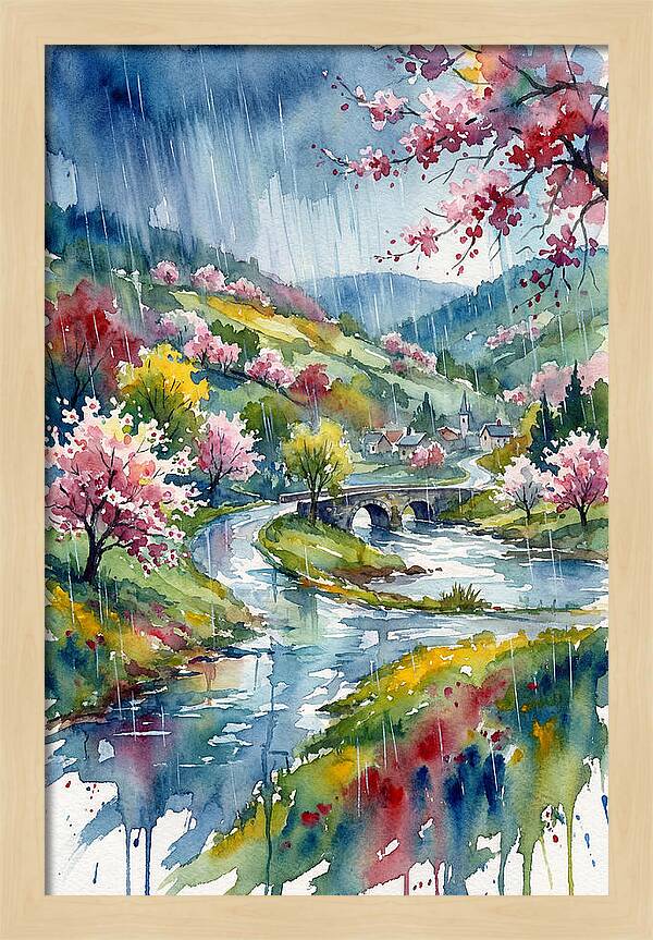 Spring Rain Over Blossoming Valley