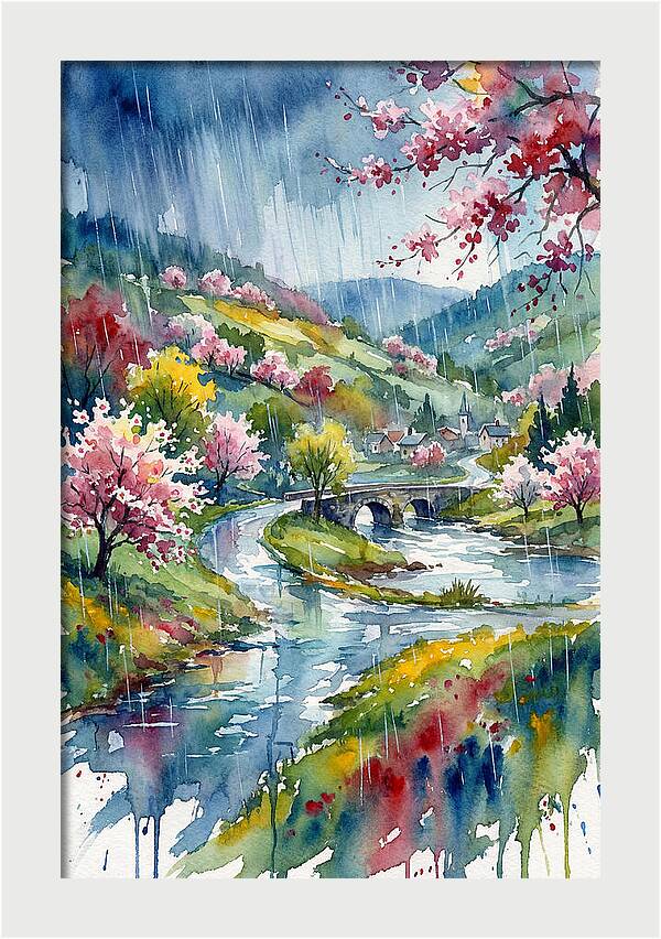Spring Rain Over Blossoming Valley