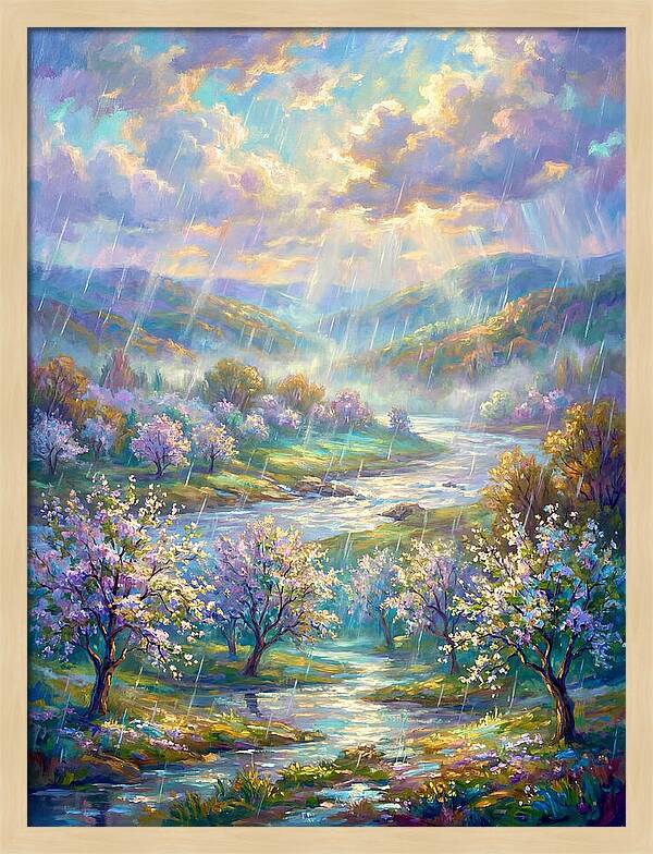 Spring Rain Over Landscape