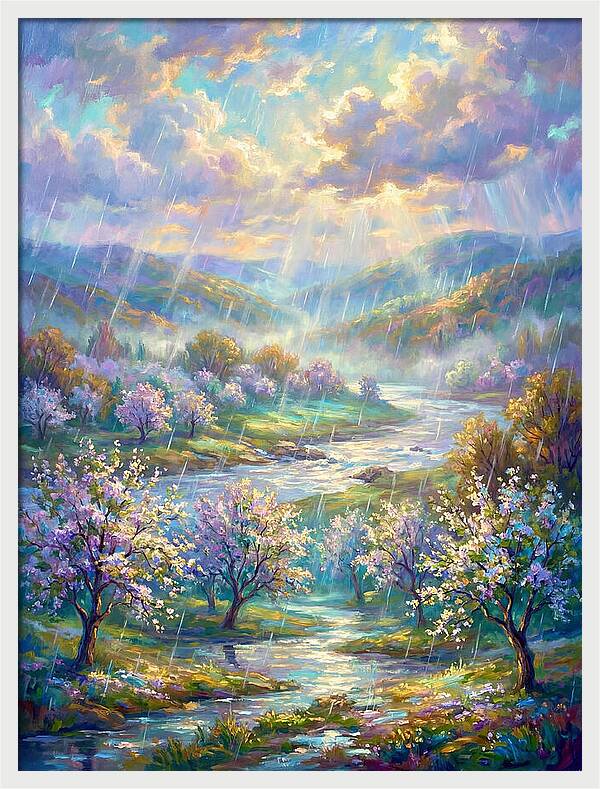Spring Rain Over Landscape