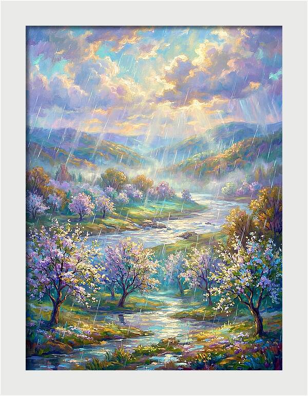 Spring Rain Over Landscape