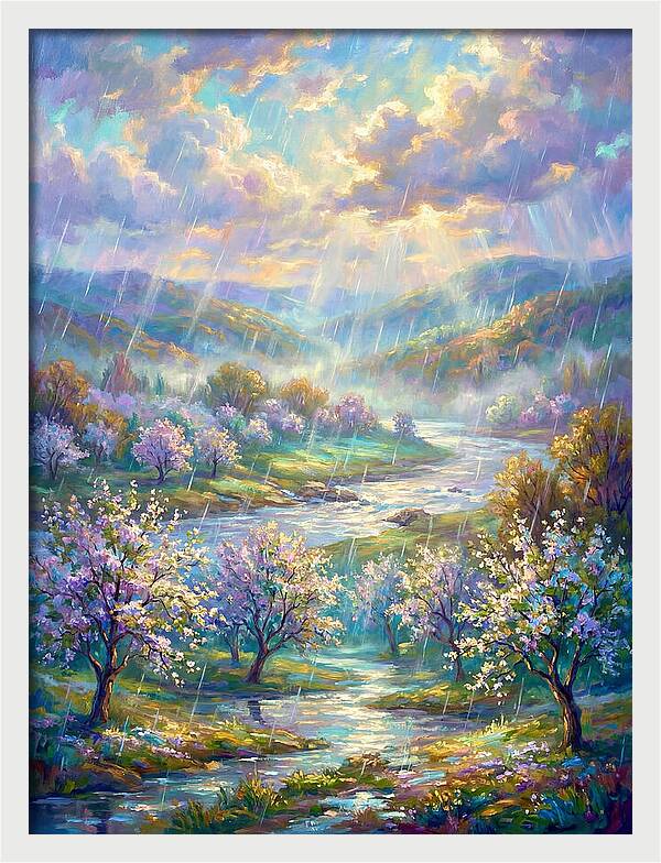 Spring Rain Over Landscape
