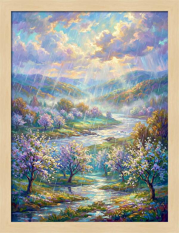 Spring Rain Over Landscape