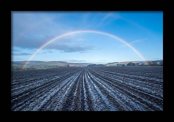 Spring Rainbow Over Plowed Field